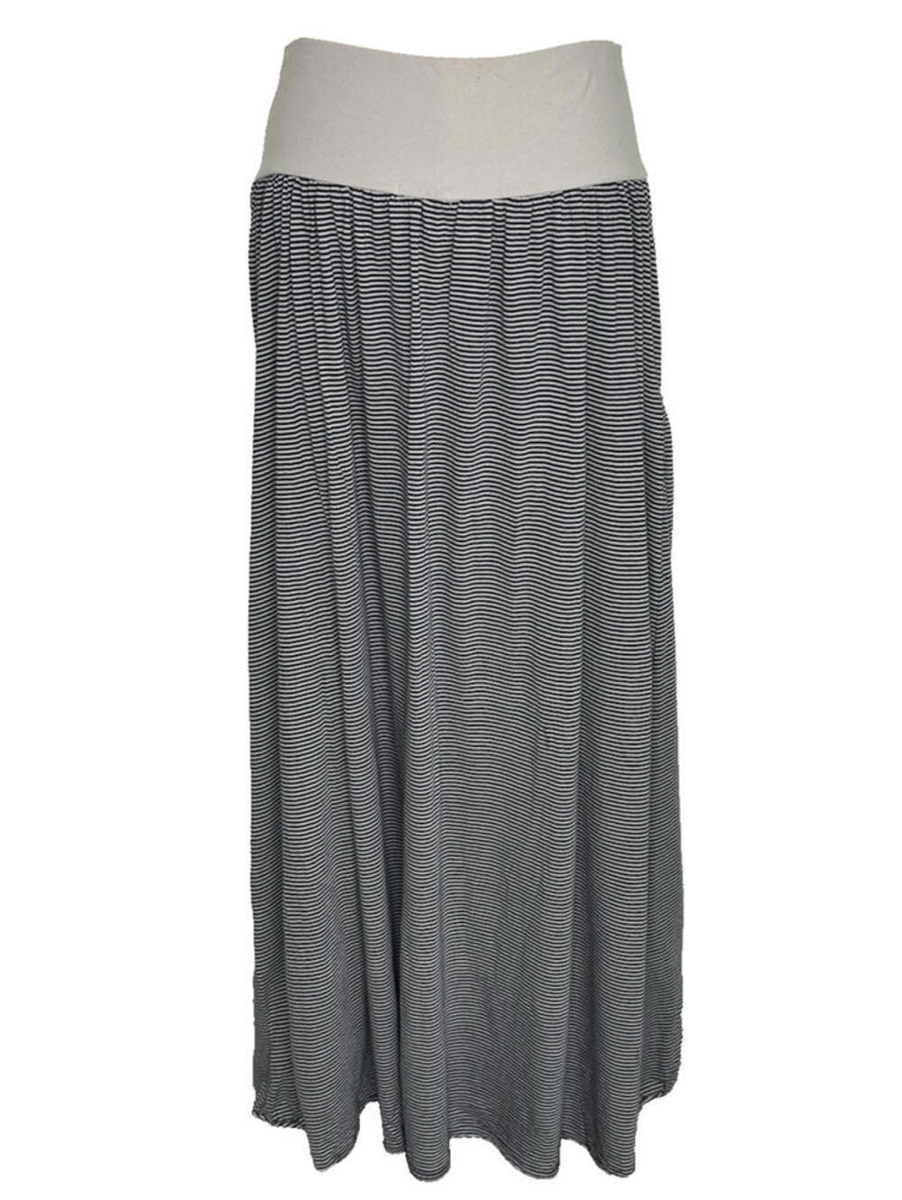 Garnet Hill Favorite Maxi Skirt Pockets Lagenlook Womens XL Navy Blue Striped - Picture 4 of 9